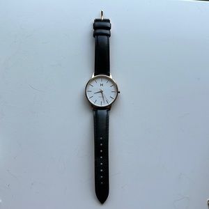 MVMT Boulevard Watch | Black Genuine Leather | Rose Gold |